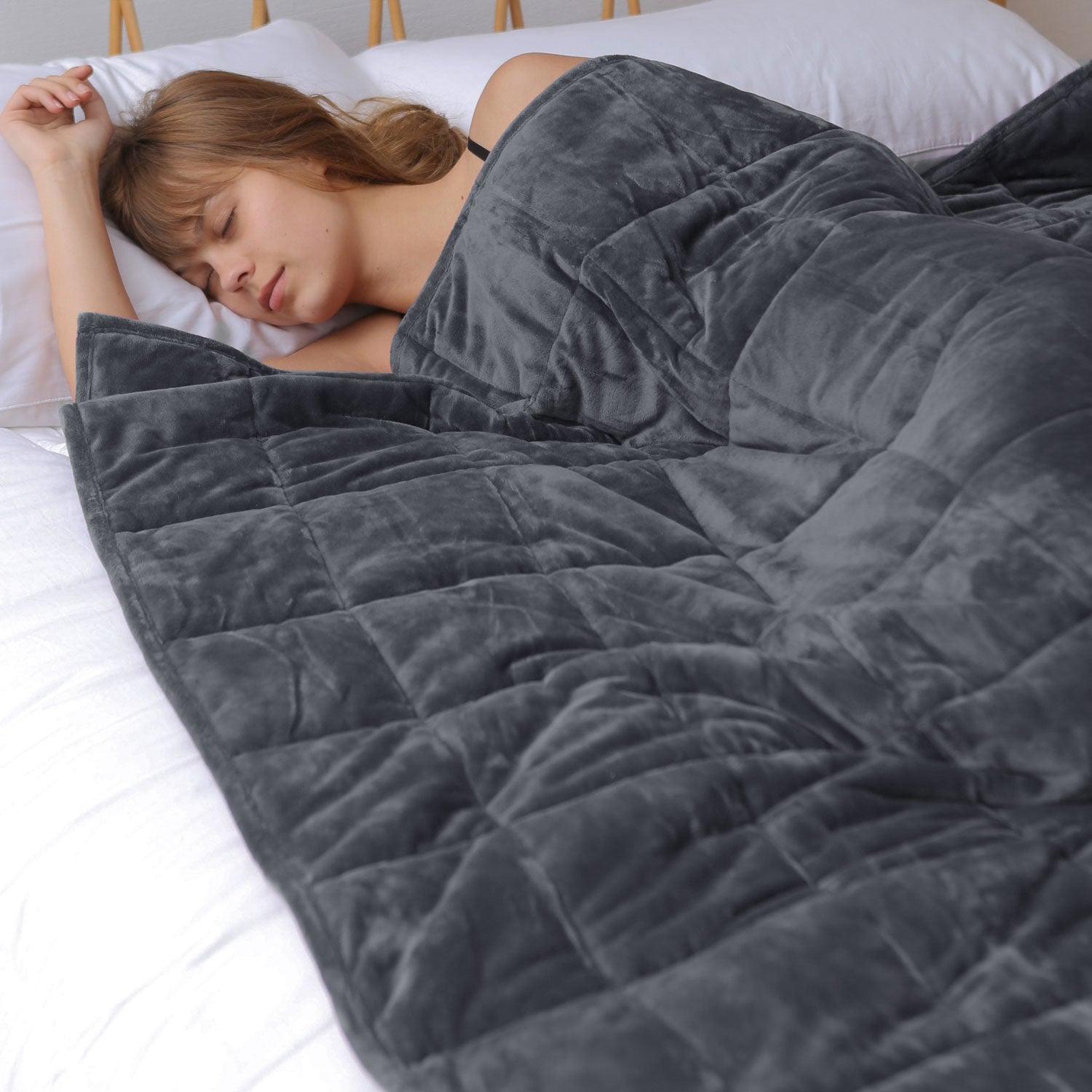 Sedona House 15lb Silky Velvet Weighted Blanket, Reversible Design, 48X72, Color options: Blue or Dark Grey