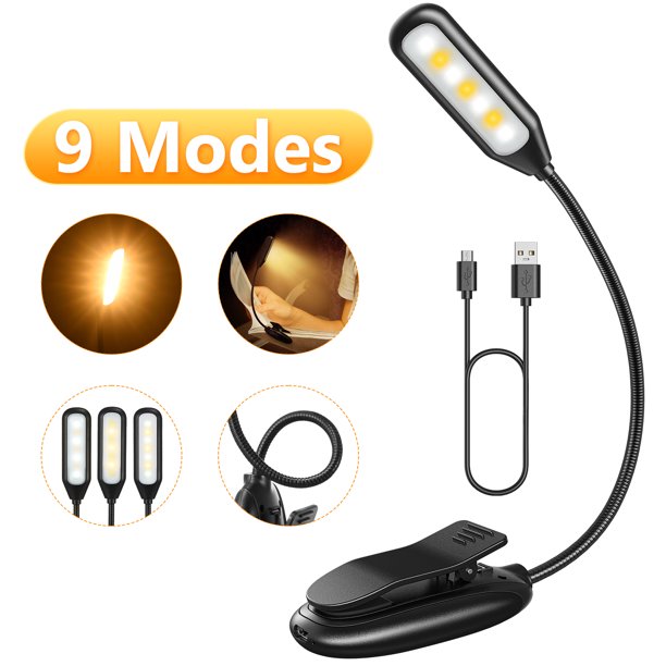 TOPELEK 7 LED Reading Light with 9-Level Brightness, Easy Clip On Reading Lamp, FOB KS