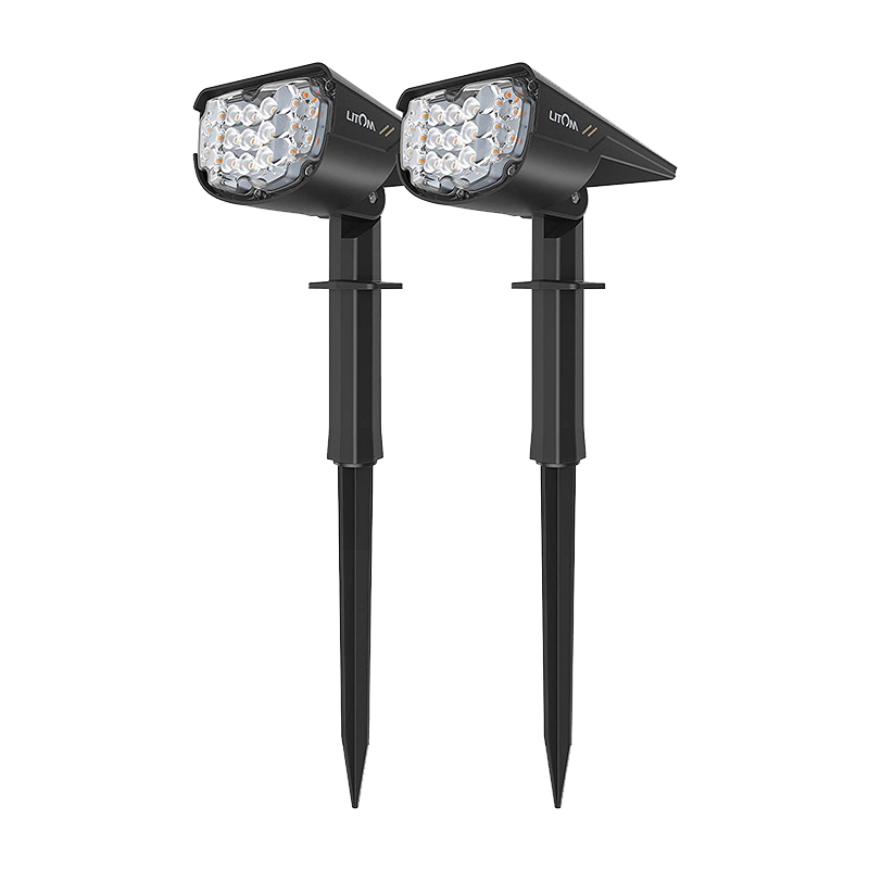 Litom Outdoor Solar Spotlights with USB Charging, 2 Pack, FOB KS