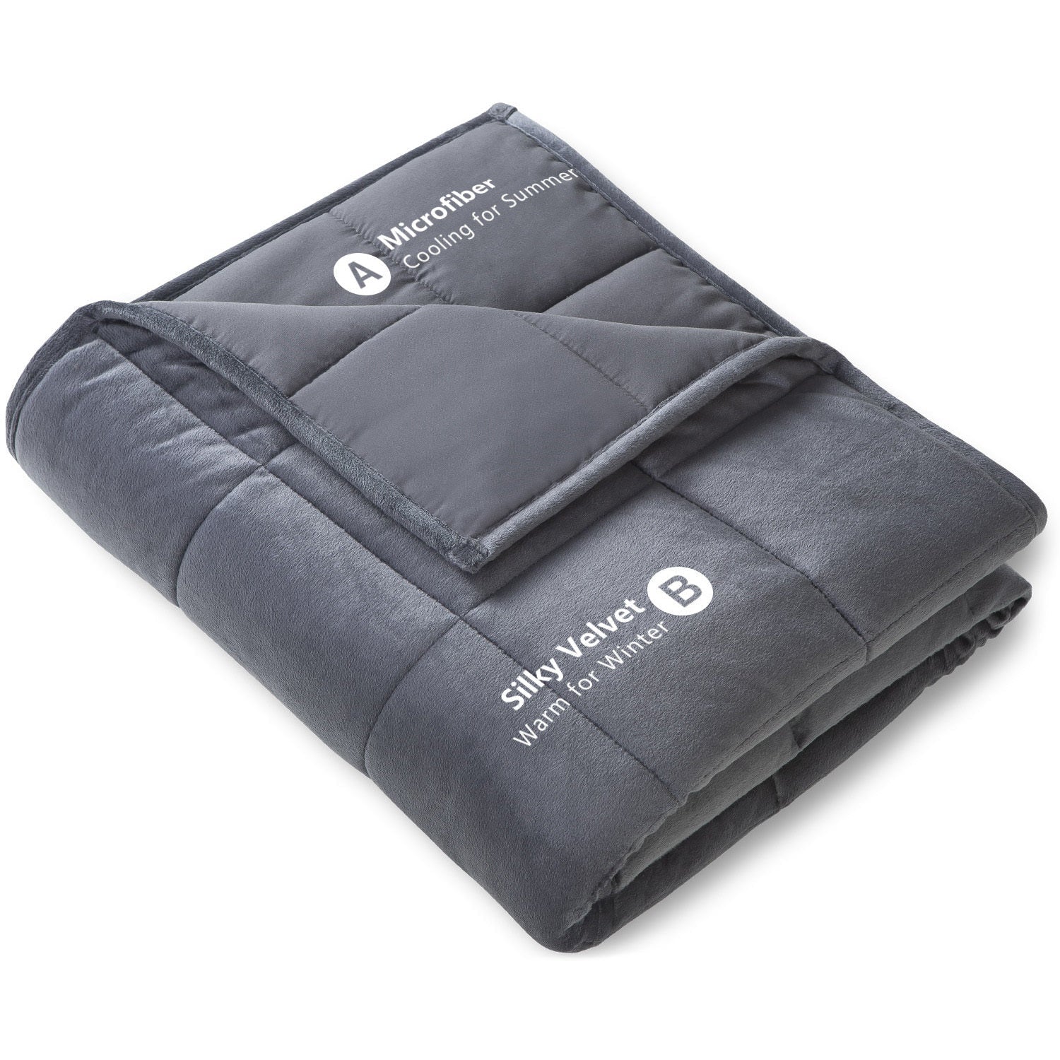 Sedona House 15lb Silky Velvet Weighted Blanket, Reversible Design, 48X72, Color options: Blue or Dark Grey