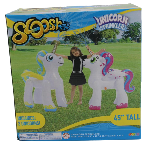 Inflatable Unicorn Yard Sprinkler, Inflatable Water Toy, Unicorn Rainbow Sprinkler for Kids with Wings, Summer Outdoor Fun, Lawn Sprinkler Toy for Kids 2 Pack