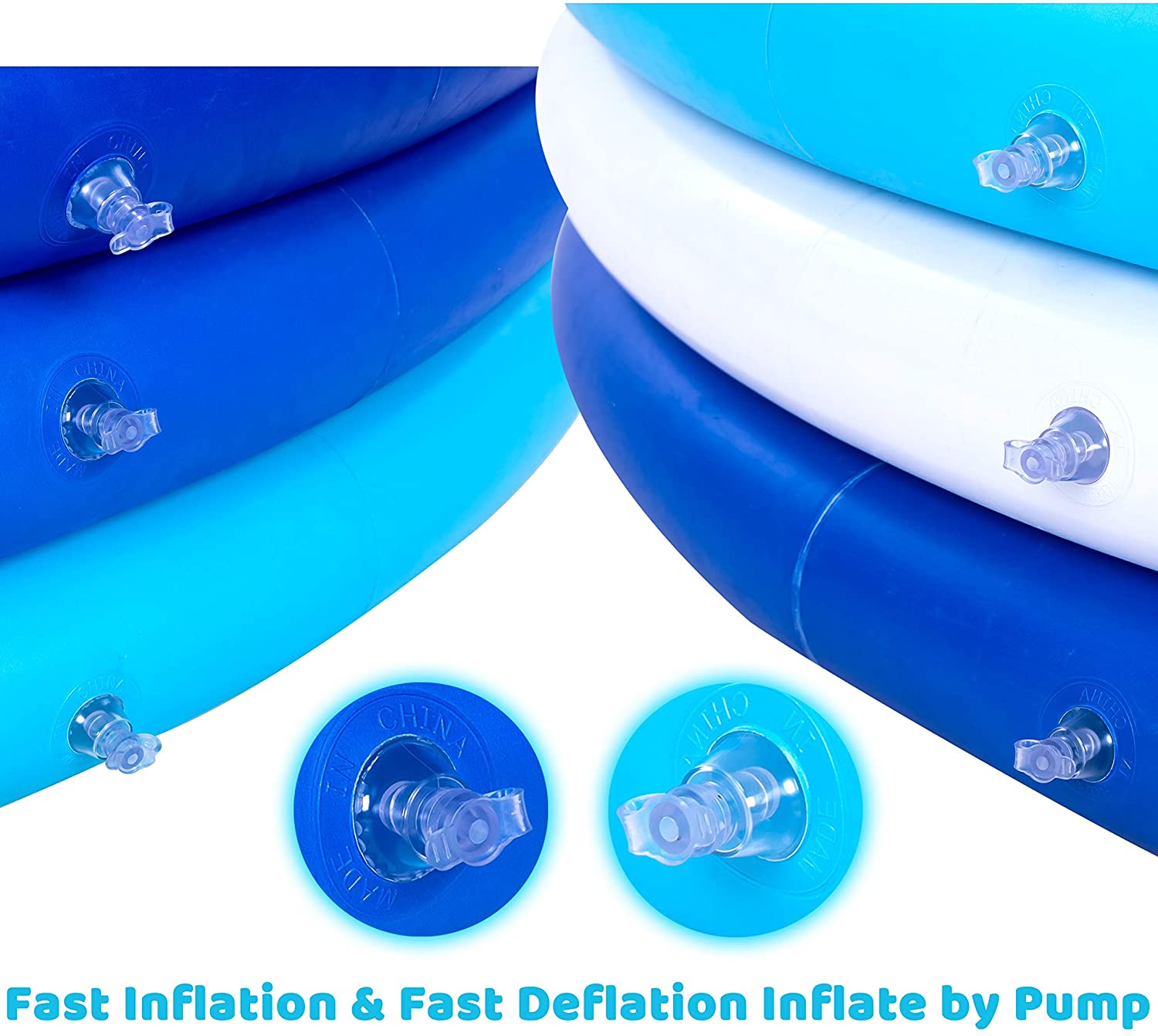 SLOOSH 2 Pack 58 x 13 Blue Inflatable Kiddie Pool Set, Baby Swimming Pool Kids Water Pool