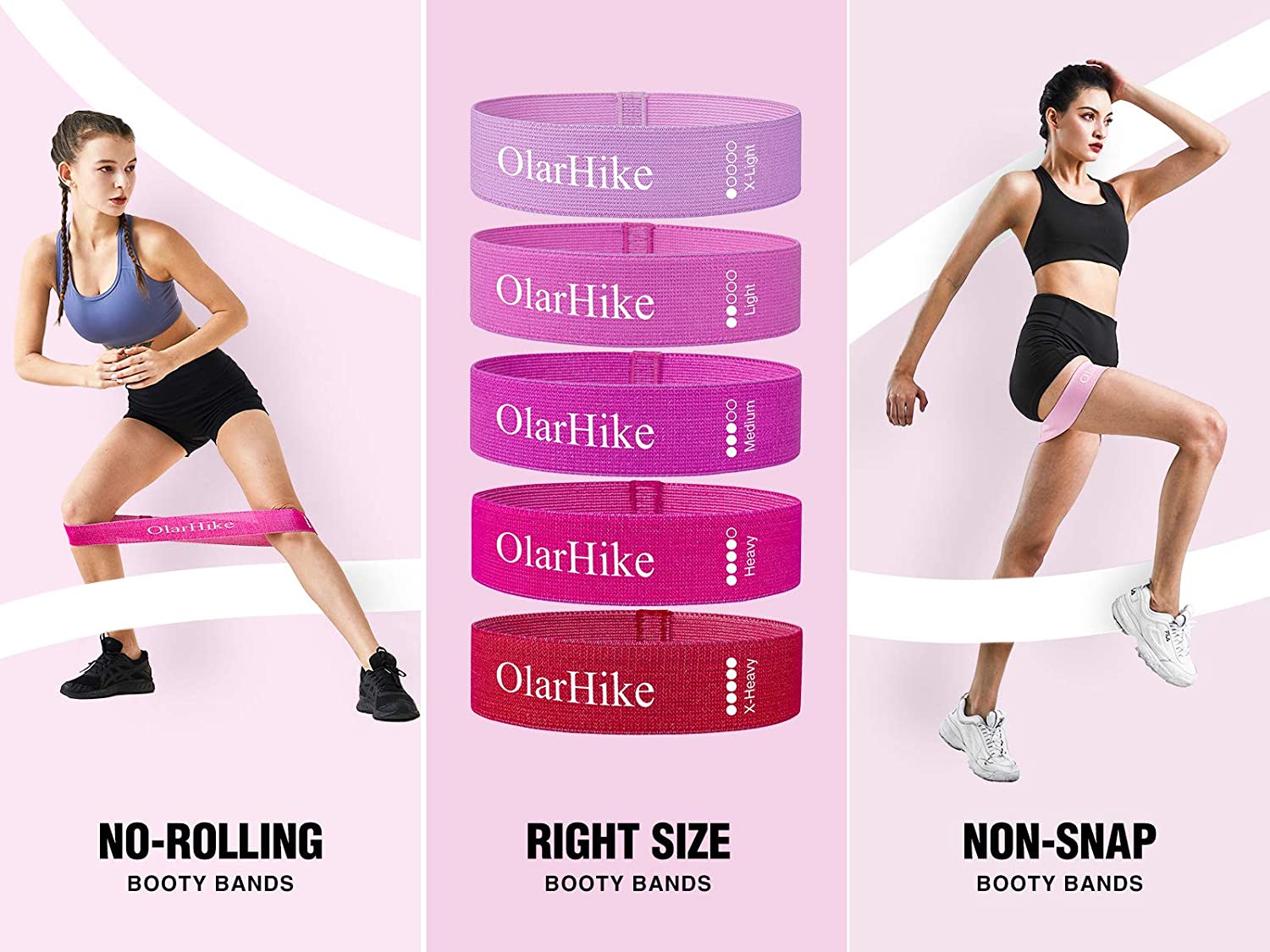 OlarHike Resistance Bands Set for Booty and Glutes, Pack of 5 Bands, FOB KS