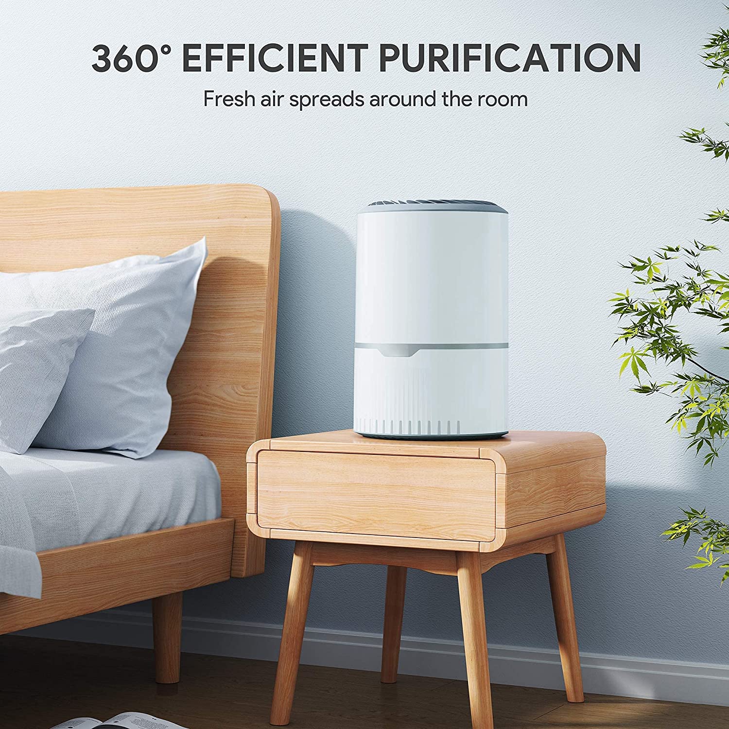 Air Purifier for Home Bedroom, H13 True HEPA Filter with 3 Stage Filtration, Speed Control, Sleep Mode, Removes 99.97% Dust, Smoke, Pollen and Pet Dander