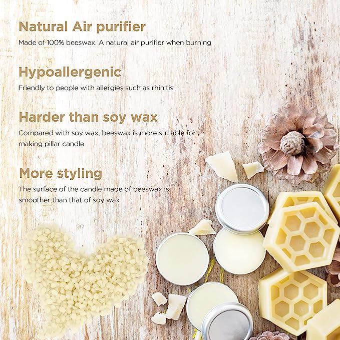 Korkaun Candle Making Kit, Beeswax Candle Making kit for Adults, Candle Making Supplies with Non-Stick Pot and 4oz. Tins, DIY Full Flameless Wax Melter for Candle Making.