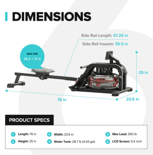 RIF6 Water Rowing Machine, FOB KS