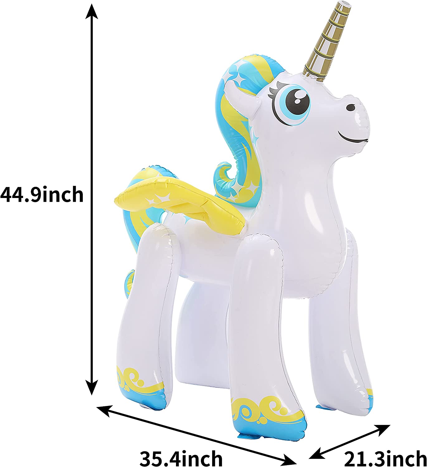 Inflatable Unicorn Yard Sprinkler, Inflatable Water Toy, Unicorn Rainbow Sprinkler for Kids with Wings, Summer Outdoor Fun, Lawn Sprinkler Toy for Kids 2 Pack