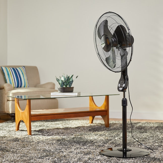 Utilitech 18-in 3-Speed Indoor Stand Fan With Timer and Remote Control