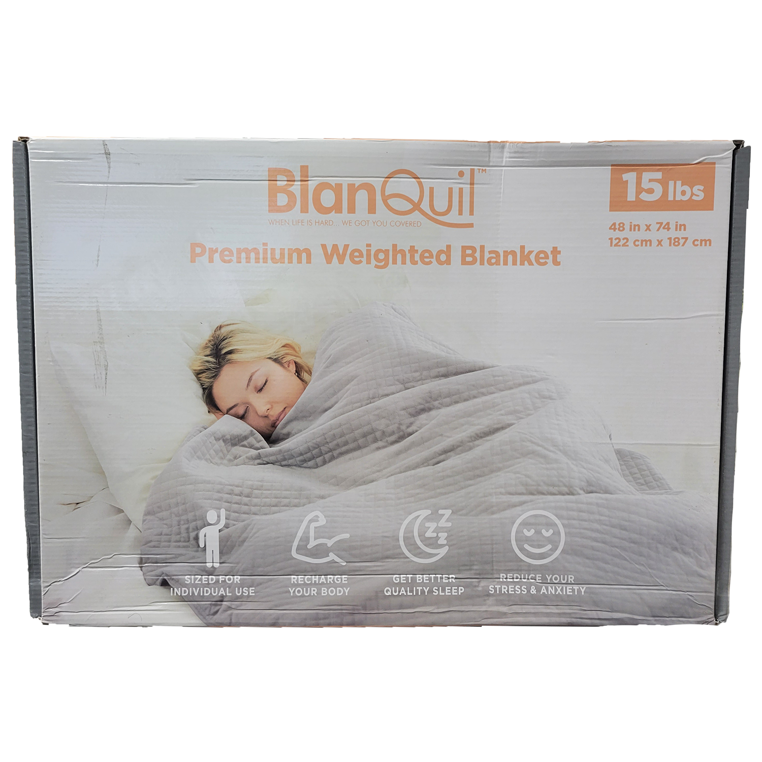 Blanquil Quilted Weighted Small Square Blanket, Gray, 15 lbs, FOB KS