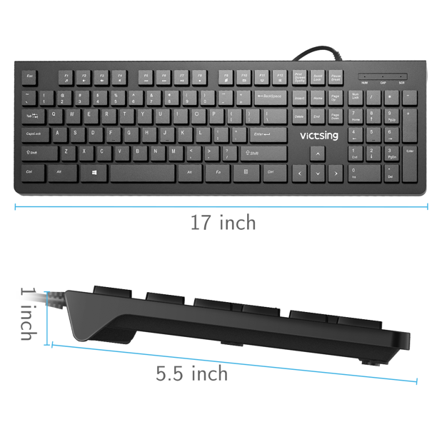 VicTsing Wired Keyboard Slim, Computer Keyboard USB Keyboard with Foldable Stand, FOB KS