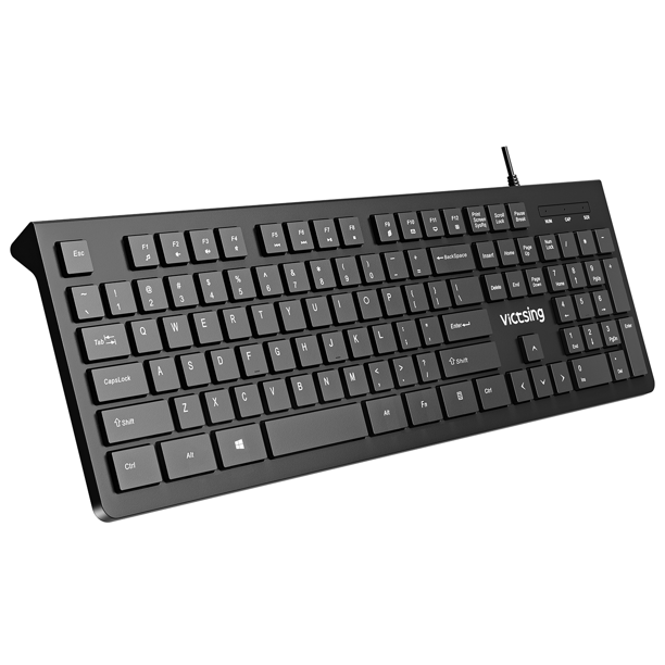 VicTsing Wired Keyboard Slim, Computer Keyboard USB Keyboard with Foldable Stand, FOB KS