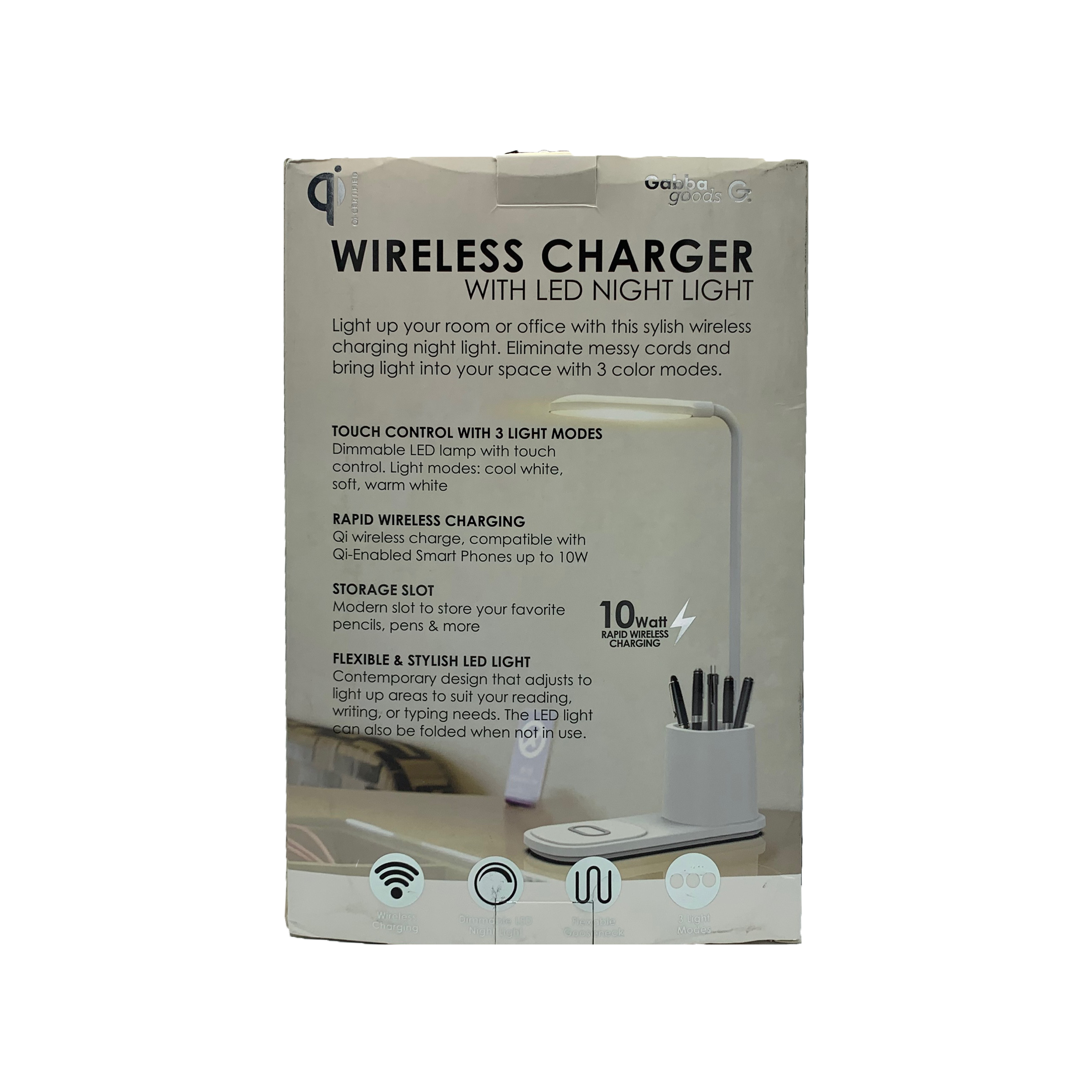 Gabba-Goods LED Light & Qi Certified Wireless Charger, FOB KS