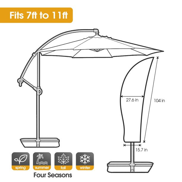 Homitt Patio Umbrella Cover, Cantilever Outdoor Umbrellas Cover, for 7ft to 11ft Offset Market Durable Umbrella Cover, Parasol Waterproof Umbrellas Cover with Zipper, FOB KS