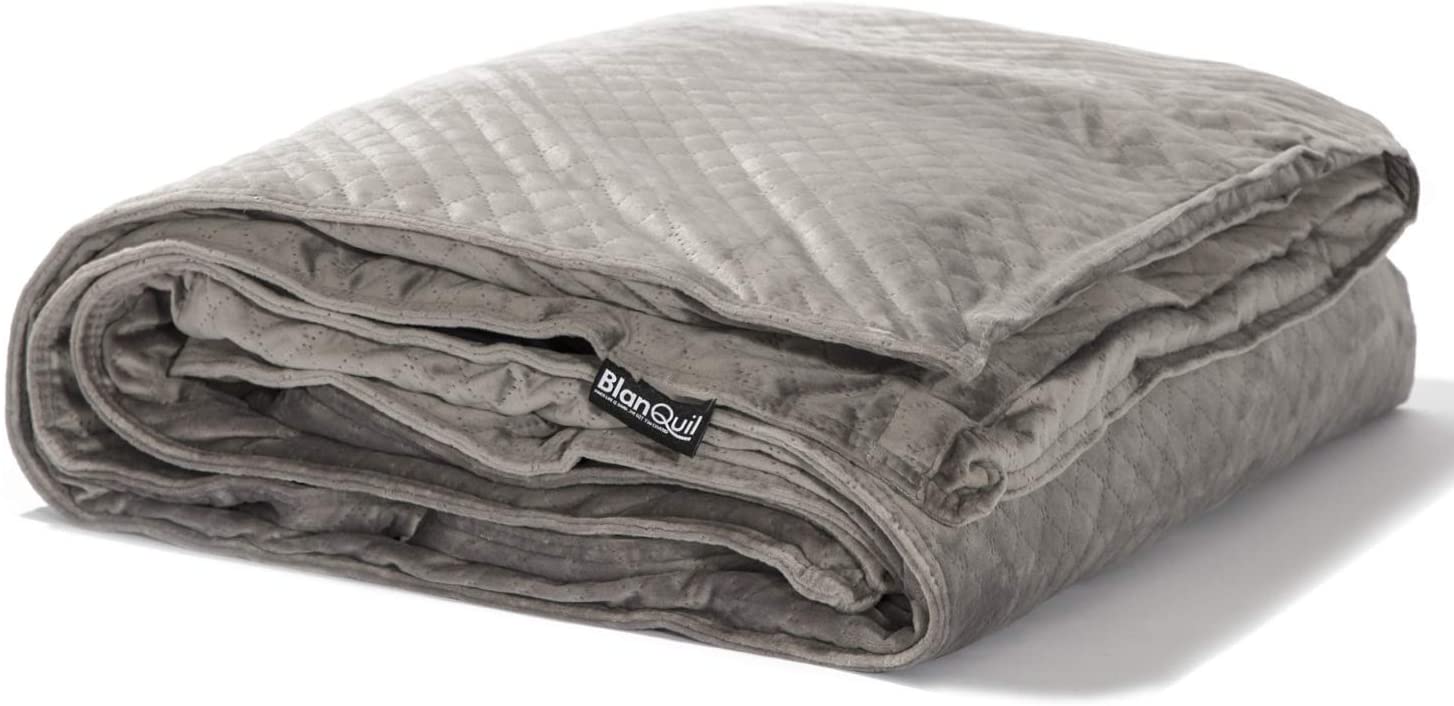 Blanquil Quilted Weighted Small Square Blanket, Gray, 15 lbs, FOB KS