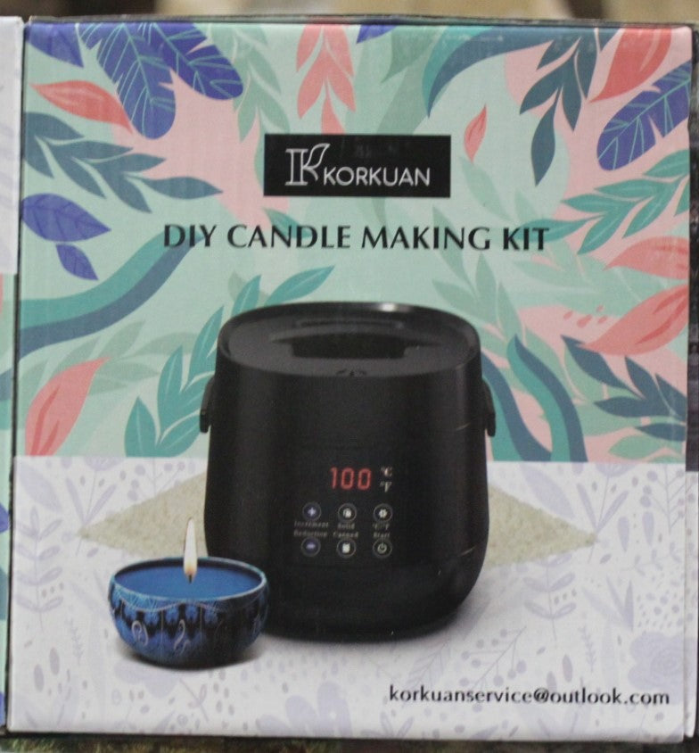 Korkaun Candle Making Kit, Beeswax Candle Making kit for Adults, Candle Making Supplies with Non-Stick Pot and 4oz. Tins, DIY Full Flameless Wax Melter for Candle Making.