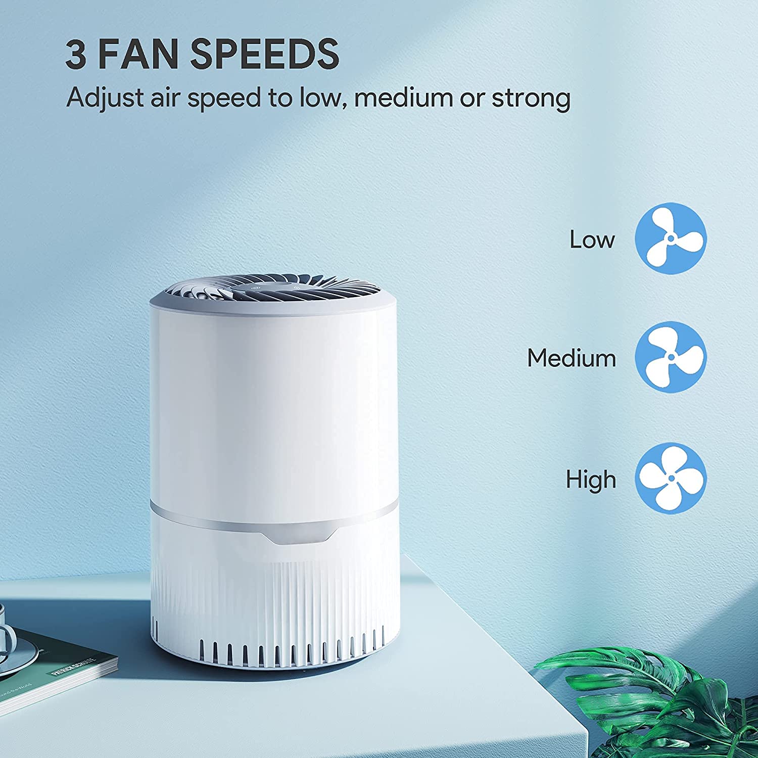 Air Purifier for Home Bedroom, H13 True HEPA Filter with 3 Stage Filtration, Speed Control, Sleep Mode, Removes 99.97% Dust, Smoke, Pollen and Pet Dander