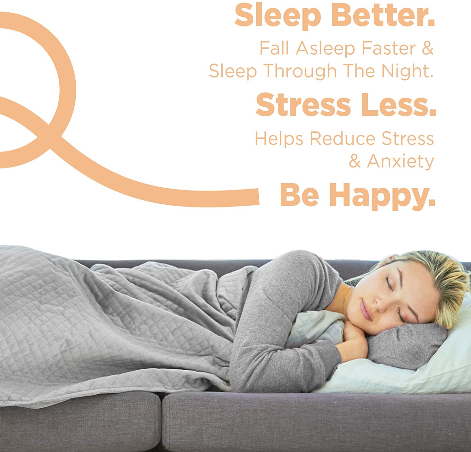 Blanquil Basic Quilted Weighted Blanket, Gray, 12-15 lbs, FOB KS