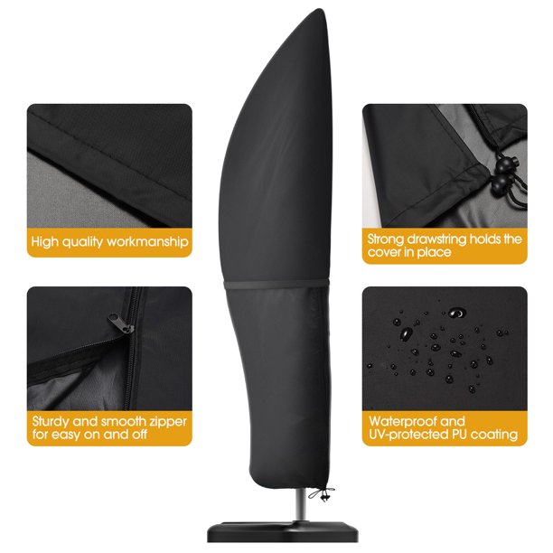 Homitt Patio Umbrella Cover, Cantilever Outdoor Umbrellas Cover, for 7ft to 11ft Offset Market Durable Umbrella Cover, Parasol Waterproof Umbrellas Cover with Zipper, FOB KS
