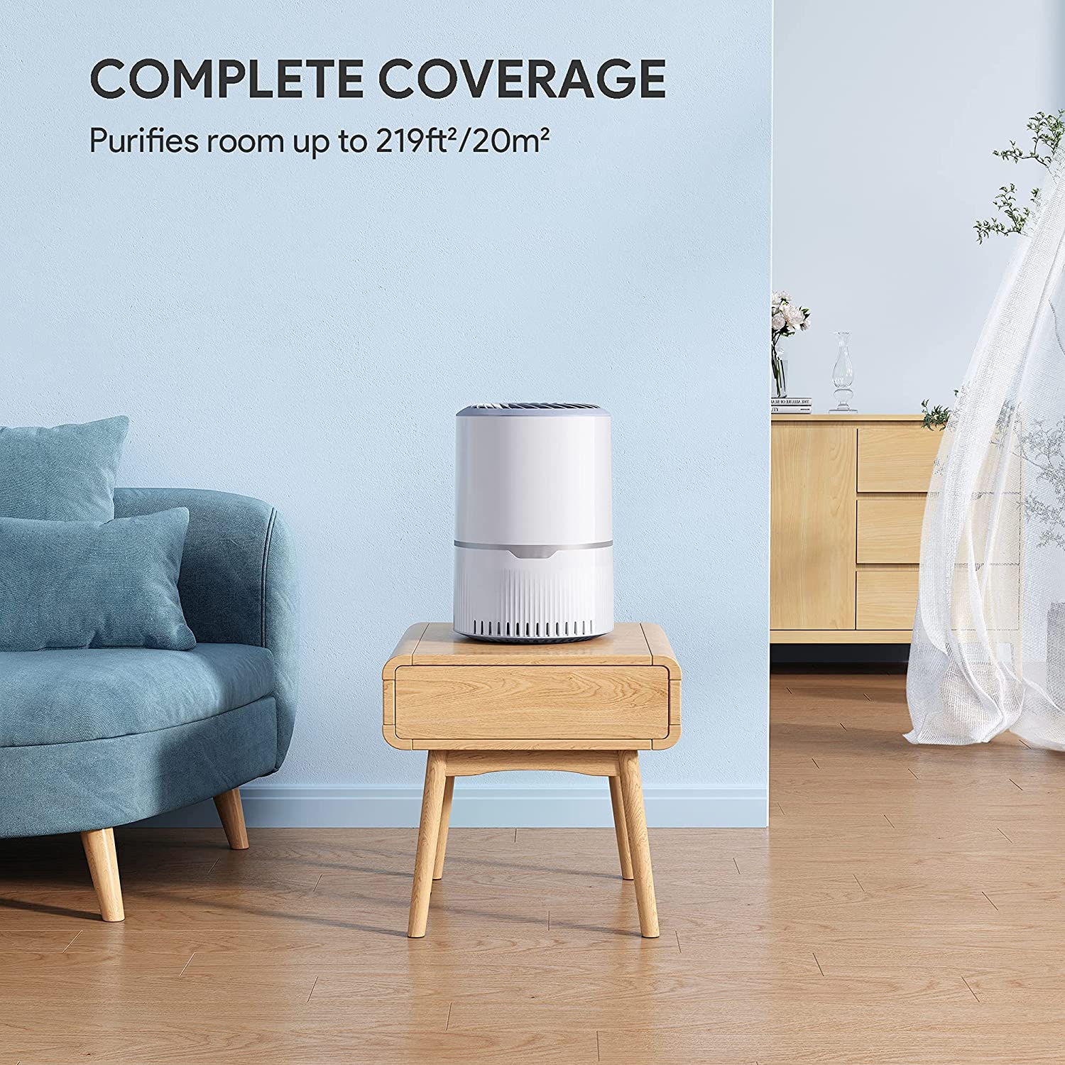 Air Purifier for Home Bedroom, H13 True HEPA Filter with 3 Stage Filtration, Speed Control, Sleep Mode, Removes 99.97% Dust, Smoke, Pollen and Pet Dander