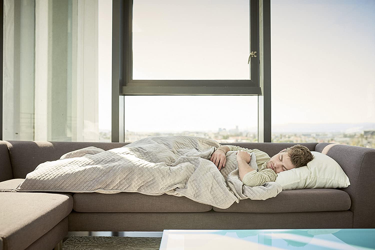 Blanquil Basic Quilted Weighted Blanket, Gray, 12-15 lbs, FOB KS