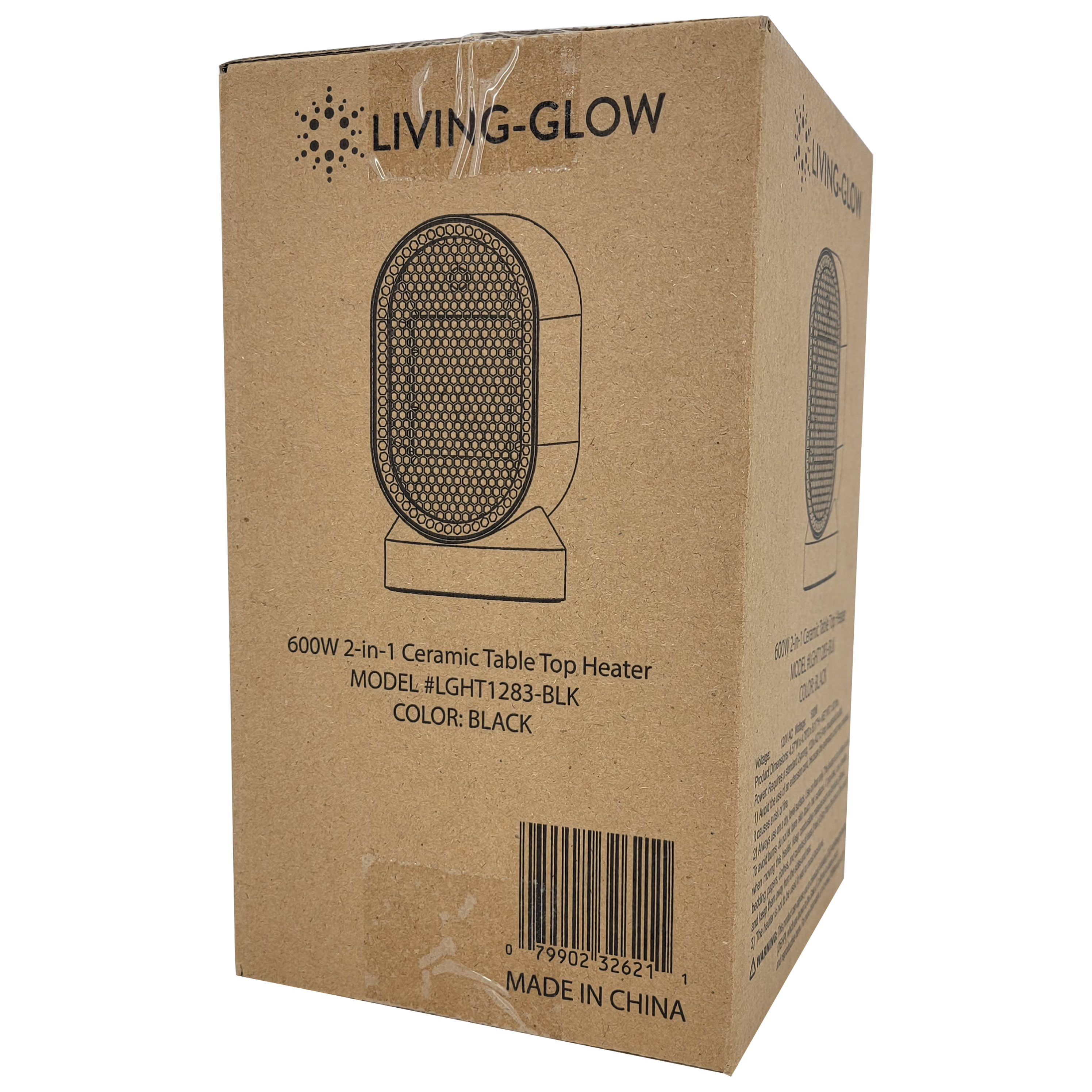 Living-Glow 600W Ceramic Tabletop Fan/Heater Combo, Assorted Colors, FOB KS