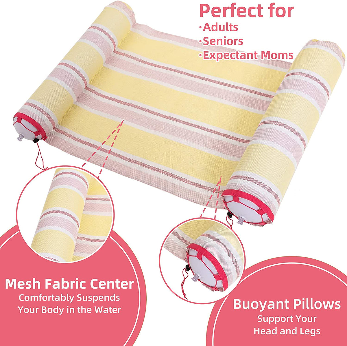 Sloosh 4-in-1 Hammock Inflatable Pool Float with Bonus Air Pump, Swimm