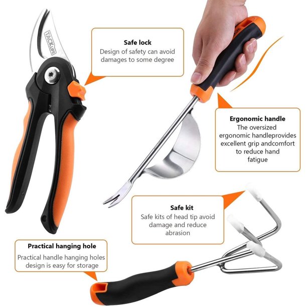 TACKLIFE 7-Piece Stainless Steel Heavy Duty Garden Tools Set, FOB KS